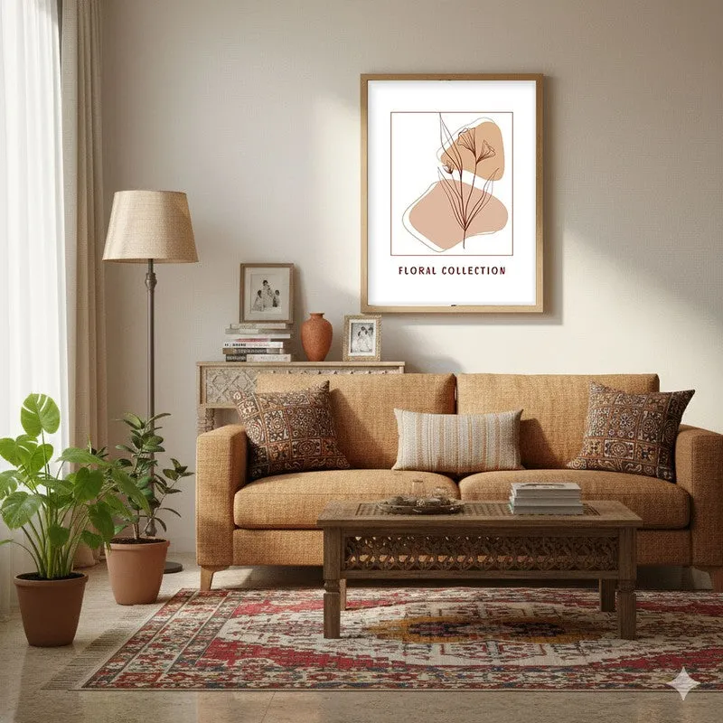 Soft Petals Canvas Wall Painting With Brown Frame media 4
