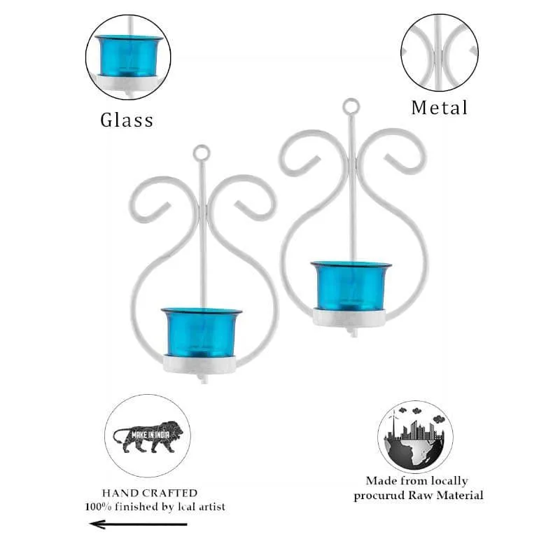 Seina White Frame Sconce Candle Holder (Azure) - Set Of Two media 5