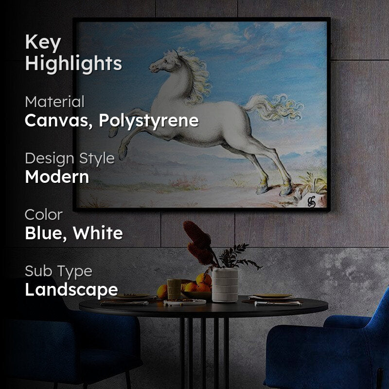 White Horse Canvas Painting By Joris Hoefnagel - Black Frame media 2