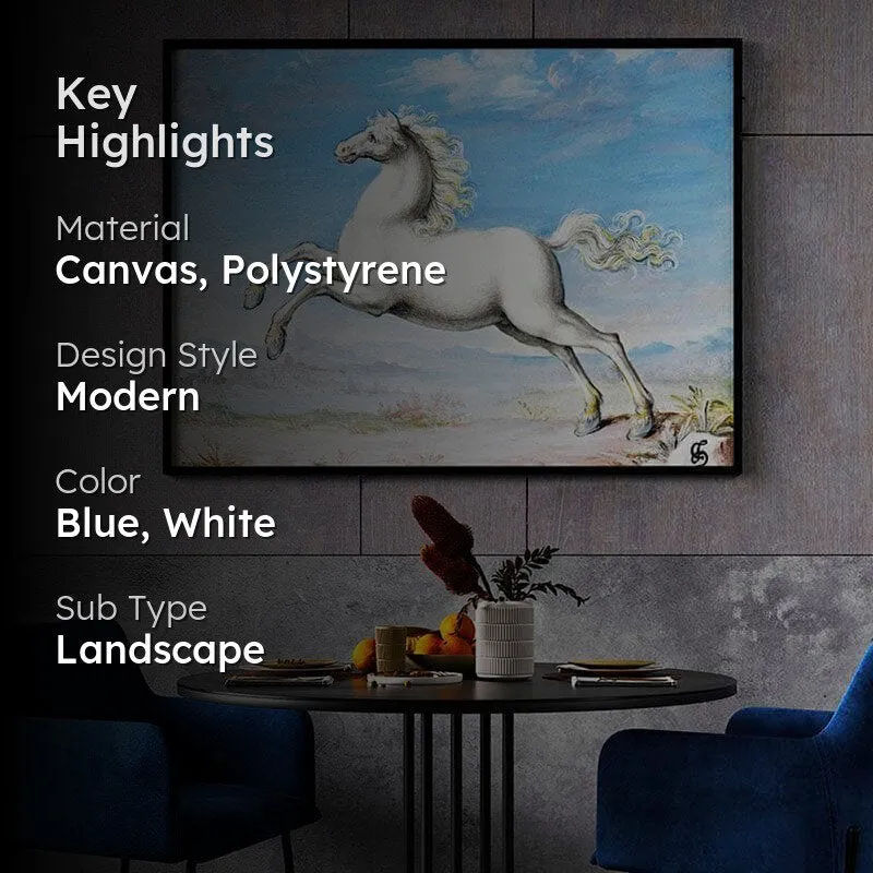 White Horse Canvas Painting By Joris Hoefnagel - Black Frame media 2