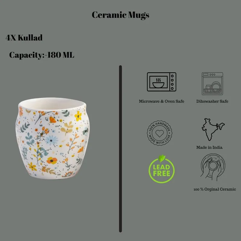 FloraSip Ceramic Kulhad ( 180 mL Each) - Set Of Four media 6