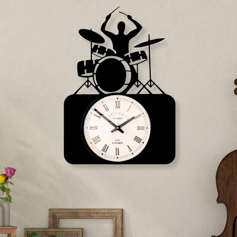 Musicband Steel Analog Wall Clock - Black media 1