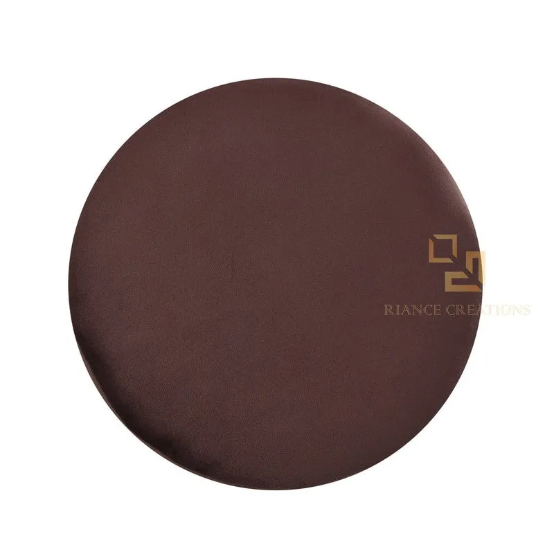 Velour Solid Velvet Pouffe - Brown & Gold media 4