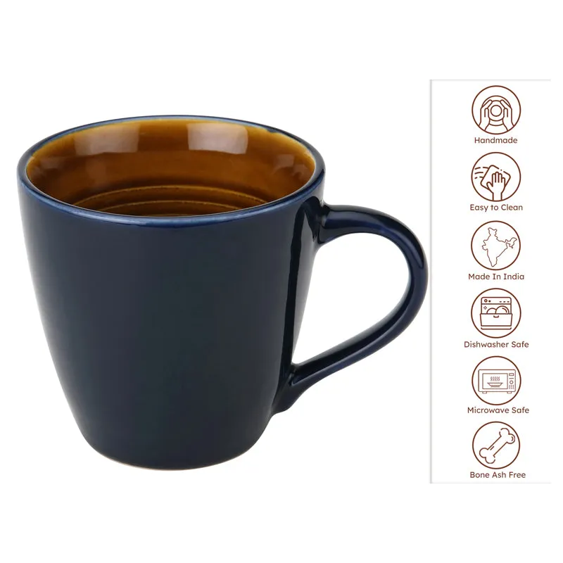 Karvaa Ceramic Coffee Mug (Royal Blue/350 mL Each) - Set Of Two media 4