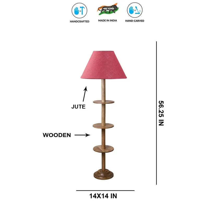 Vintage Glow Light Wooden Floor Lamp - Pink media 8