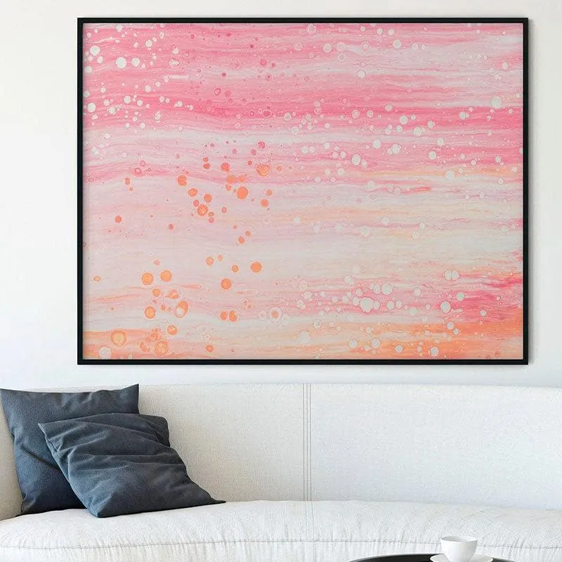 Rain Drops Abstract Canvas Painting - Black Frame media 1