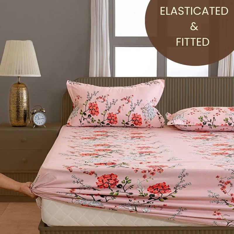 Swayam Light Orange Floral Cotton Bedsheet - 180 TC || Super Soft media 7