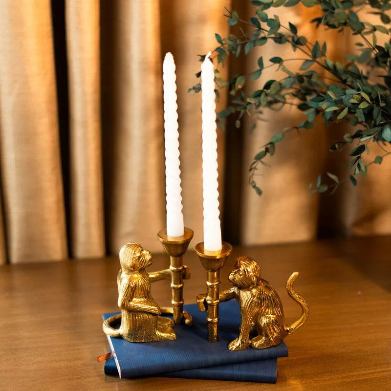 Monkey Guard Candle Holder - Set Of Two media 1