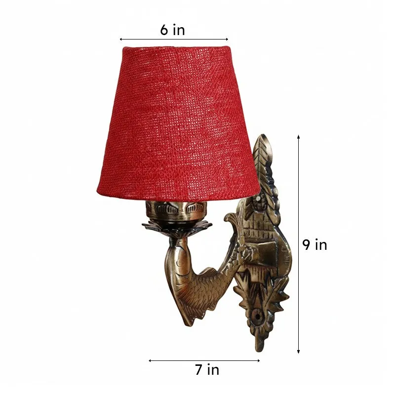 Ziada Stiva Conical Fabric & Metal Wall Lamp - Maroon media 6