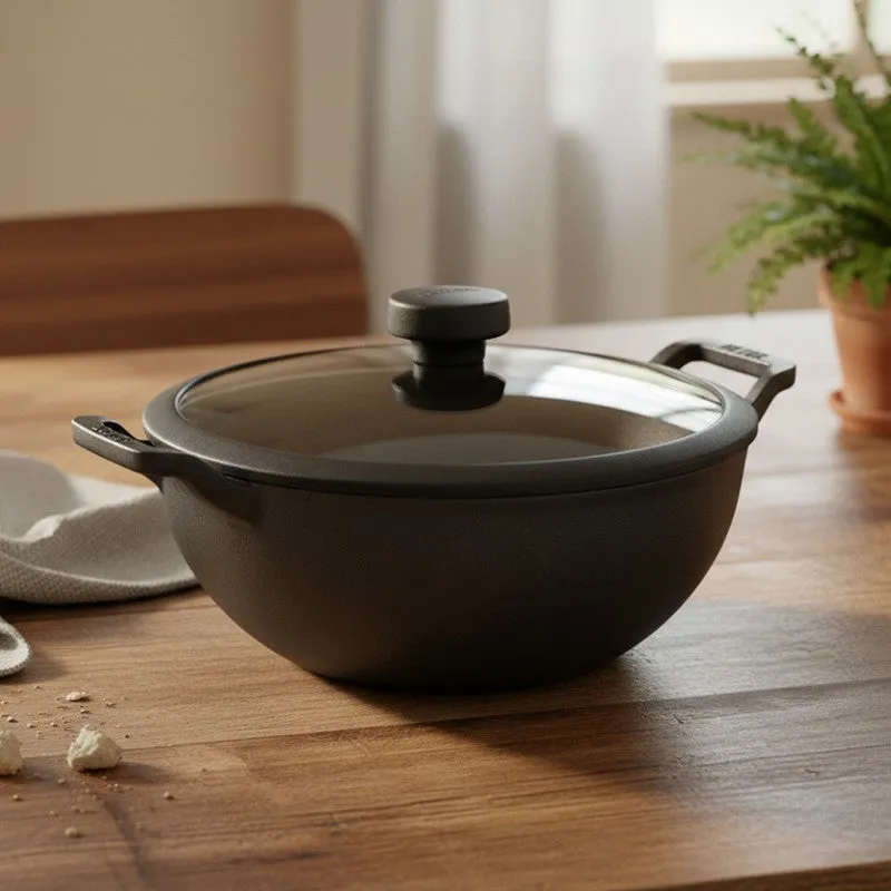 Meyer Cast Iron Kadhai with Lid - 3000 mL media 1