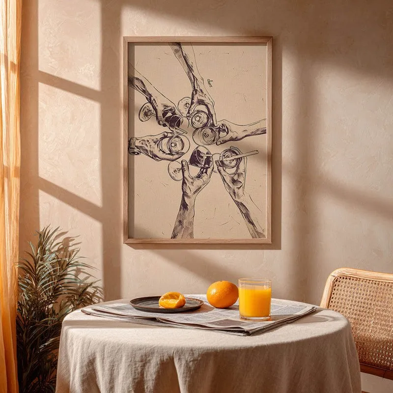 Sparkling Sip Archival Canvas Wall Art - Brown media 4