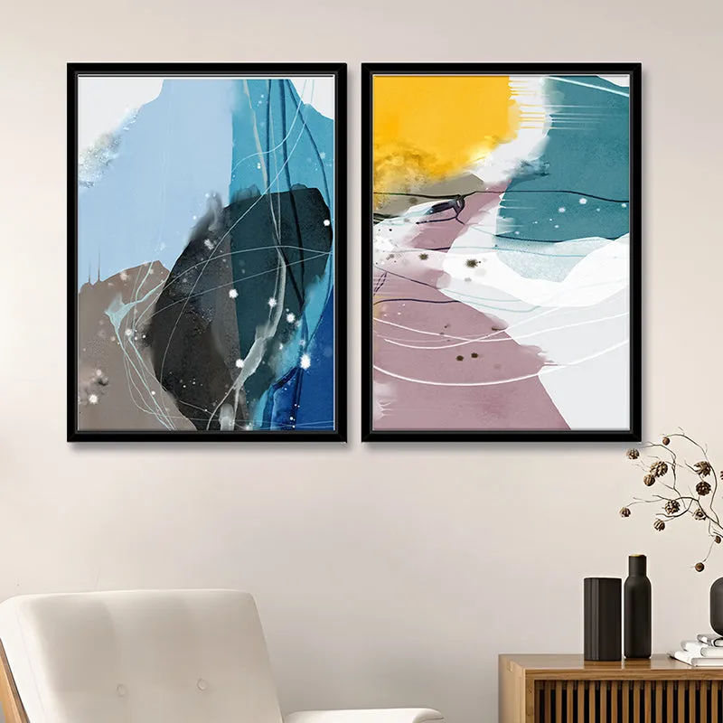 Coloured Strokes Wall Art - Set Of Two media 1