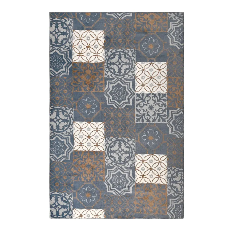 Medina Tile Soft Pile Anti-Skid Carpet - Blue media 1