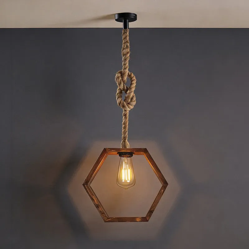 HexaAura Wooden Ceiling Lamp - Brown media 5