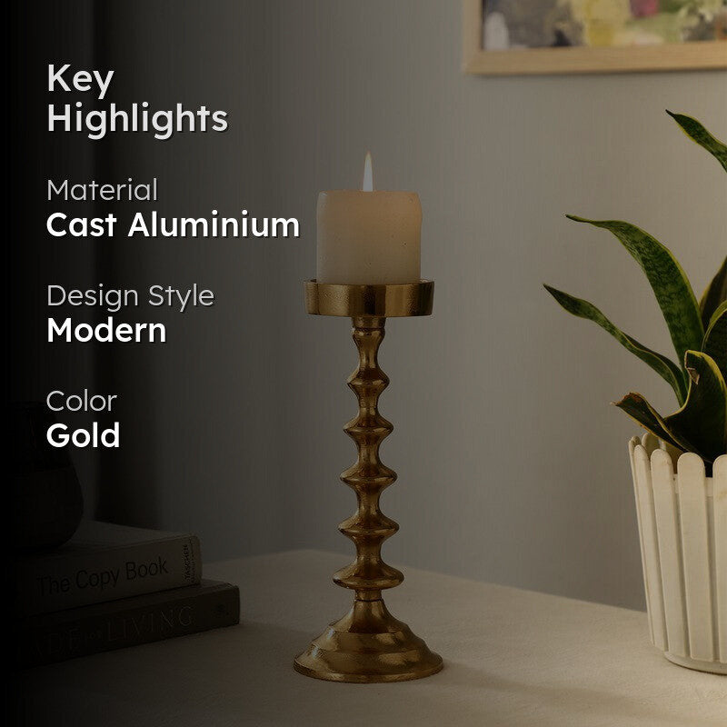 Heritage Pedestal Candle Holder - Gold media 2