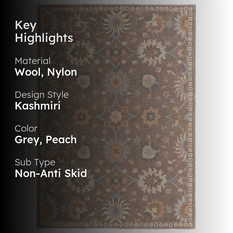 Awen Hand Tufted Ethnic Wool & Nylon Carpet - Grey media 2