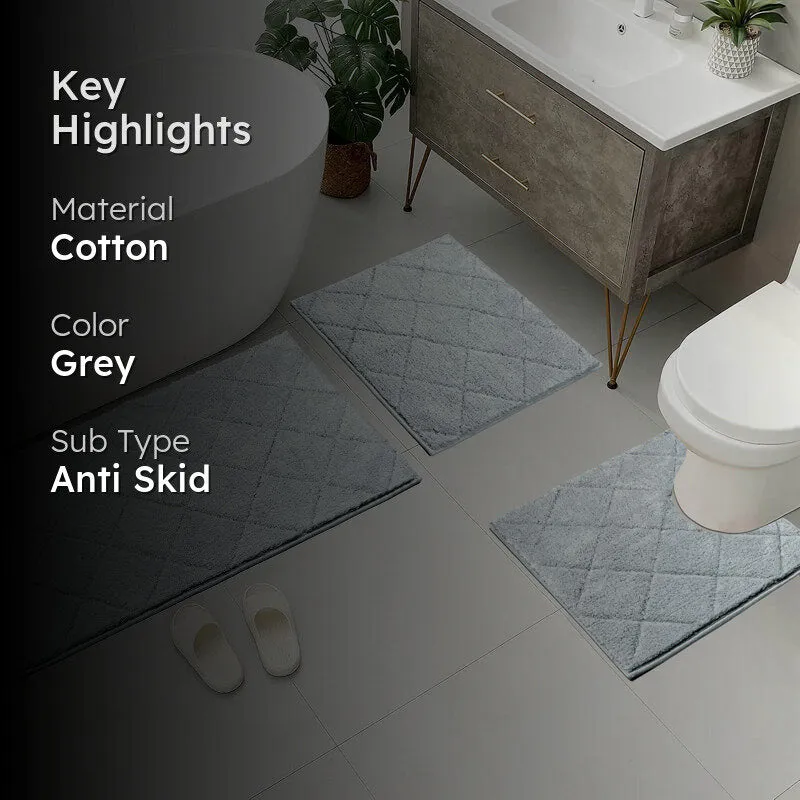 Saral Home Affaire Anti-Skid Bathmat (Grey) - Set Of Three media 2