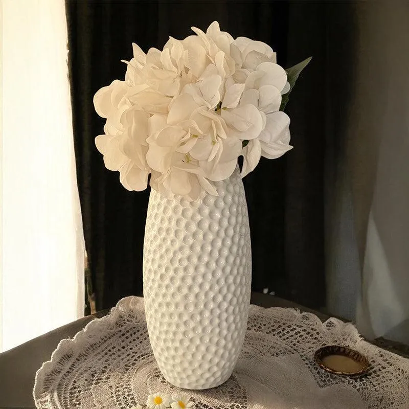 Rain Ridge Textured Ceramic Vase (White) - Large media 1