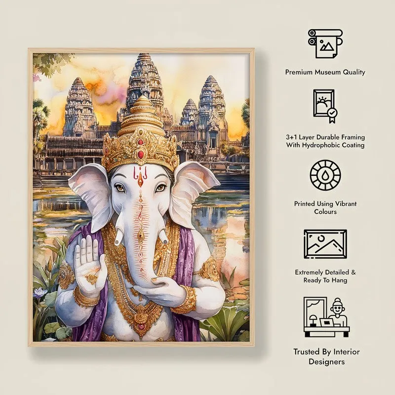 Mangalamurti Spiritual Archival Paper Wall Painting - Natural Brown Frame media 8