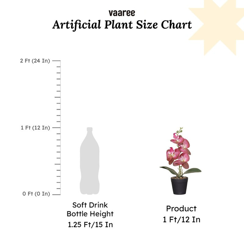 Artificial Dark Purple Orchid Flower Plant With Black Fiber Pot - 1 Feet media 7