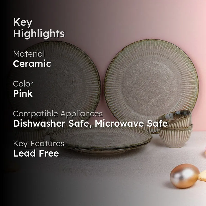 Mintora Pink Ceramic Dinner Set - 8 Piece Set media 2