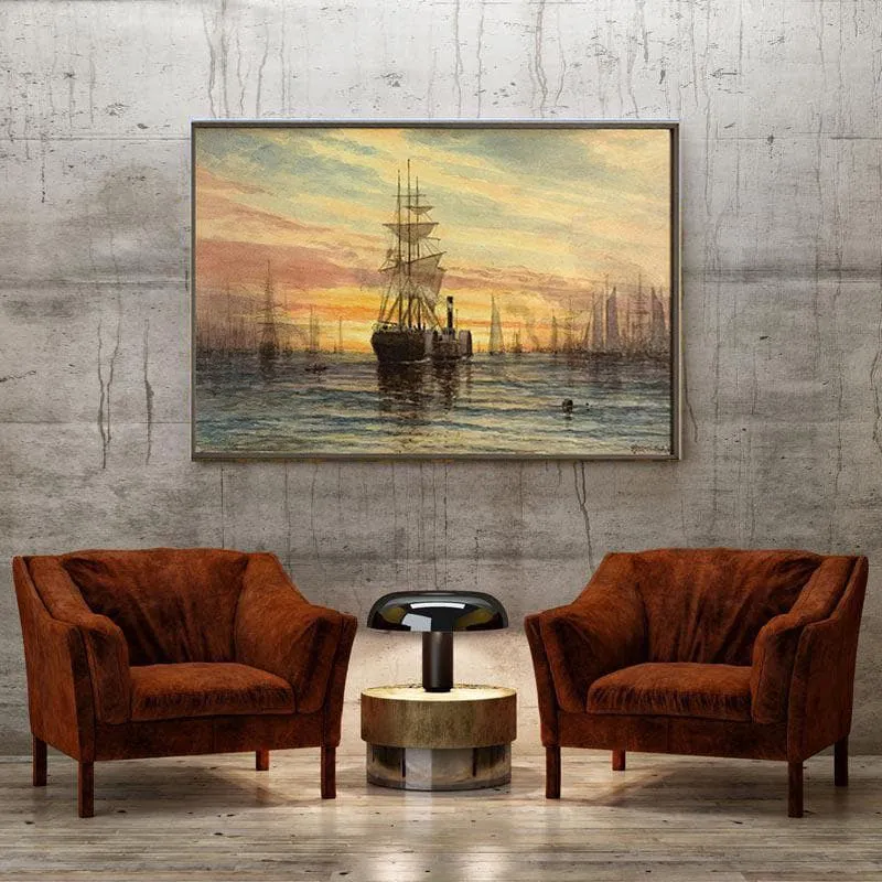 Harbor Scene Wall Painting - Black Frame media 4