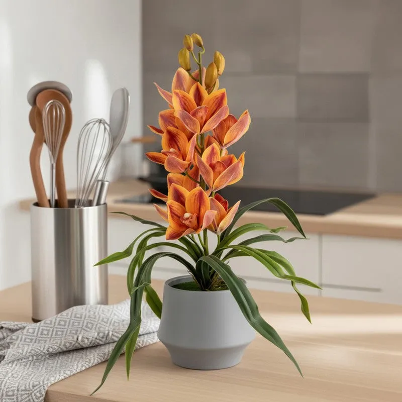 AarviDecor Golden Orchid Silk Artificial Plants media 8