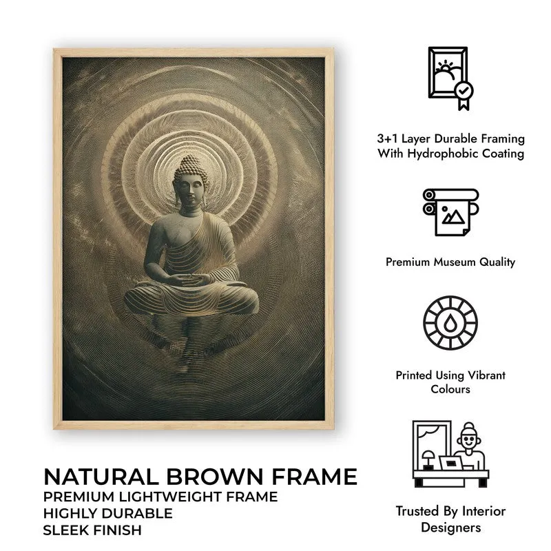 Harmony Within Buddha Archival Paper Wall Painting With Brown Frame media 9