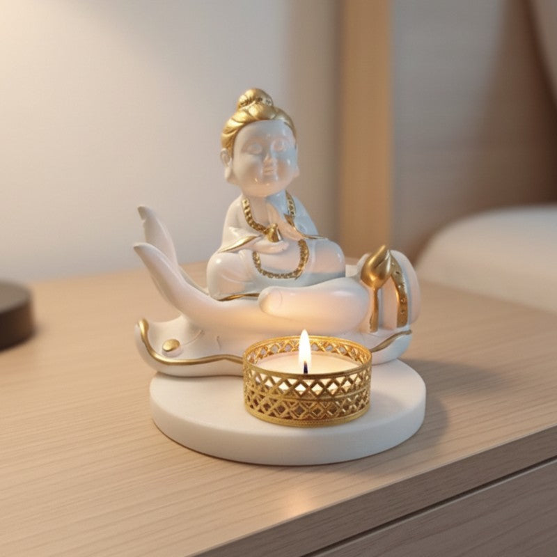 Buddha Hand Resin Round Tea Light Candle Holder media 3