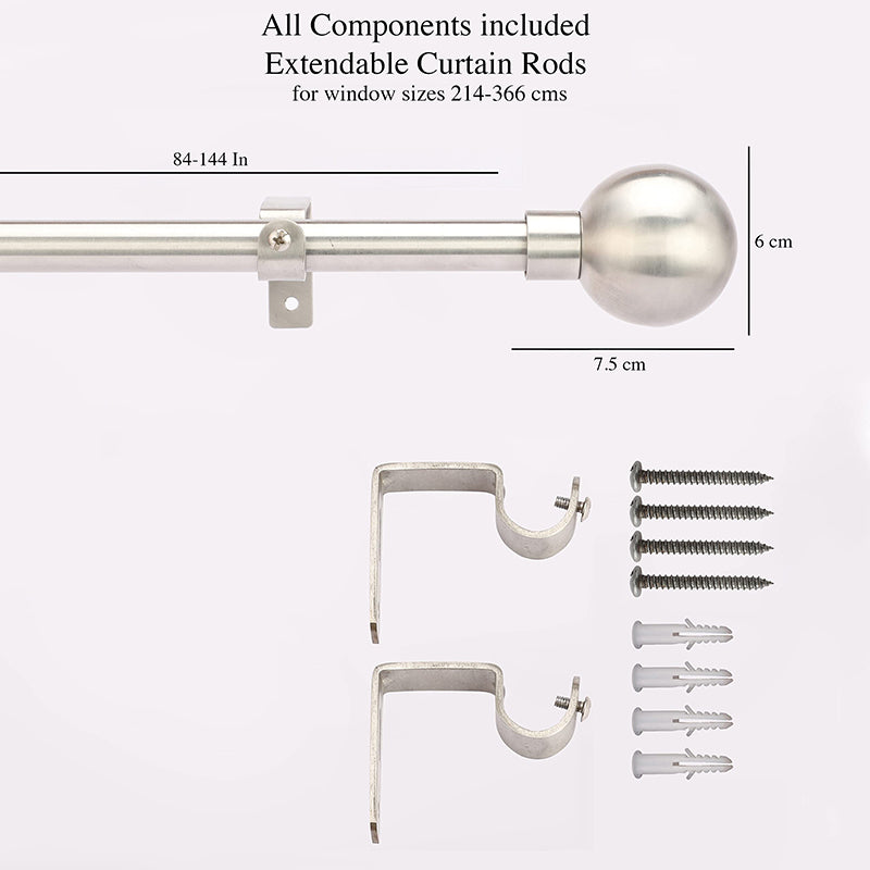 Orbum Extendable 1" Single Curtain Rod With Round Finial & Brackets media 5