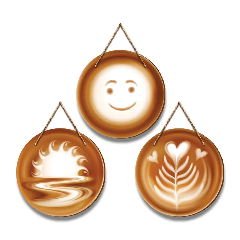 Latte Art Wood MDF Wall Hanging - Set Of Three media 5