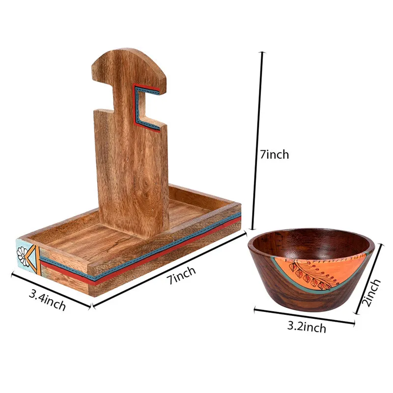 Devika Wooden Serving Bowl With Holder - Three Piece Set media 7