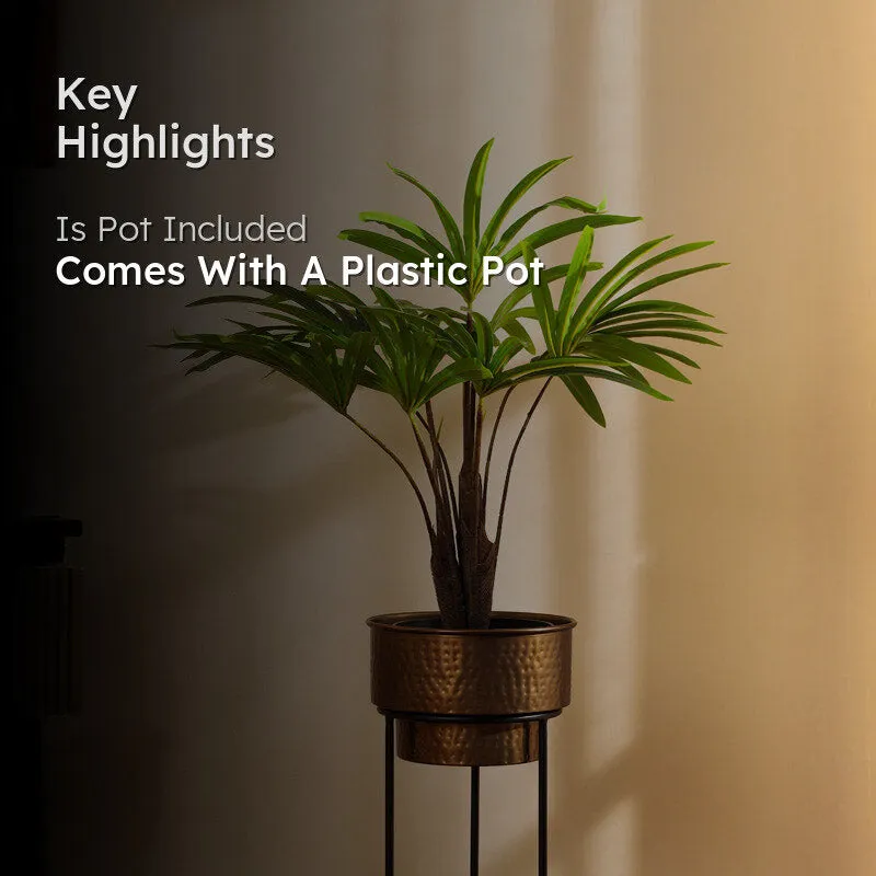 Faux Realistic Areca Plant With Black Plastic Pot - Green media 2