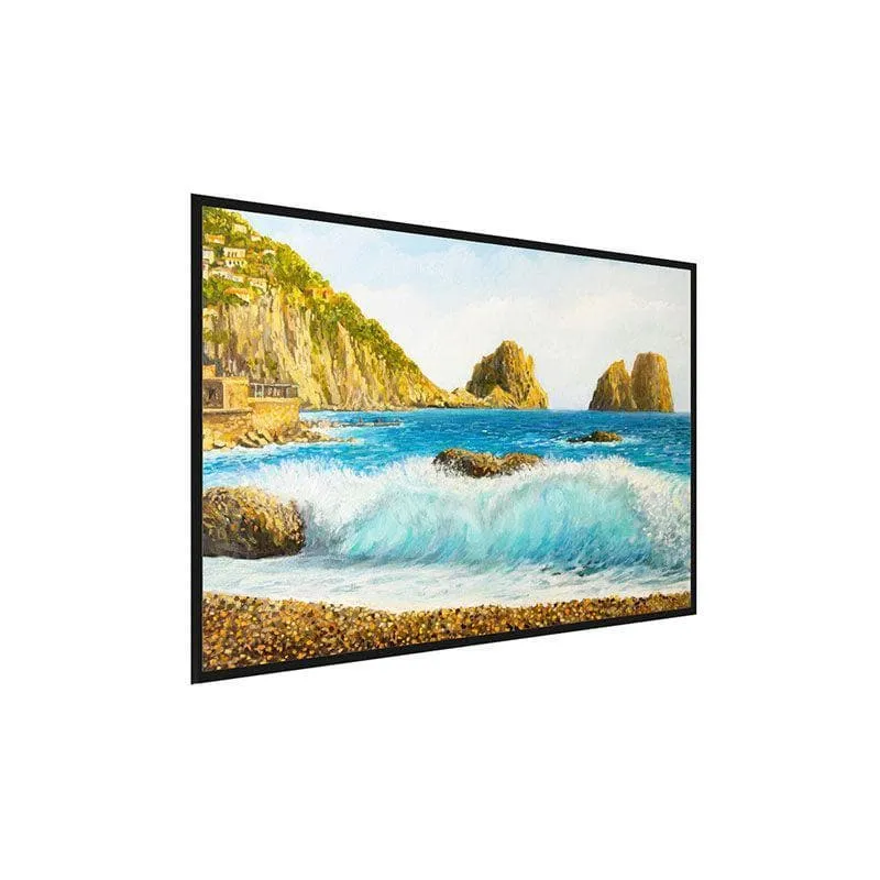 Faraglioni On Island Capri Canvas Wall Painting - Black Frame media 3