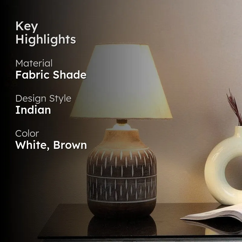 Truda Dante Fabric Table Lamp - White,Brown media 2