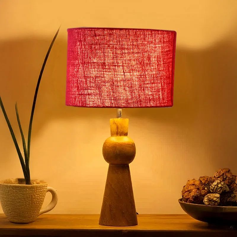 Angler Jute Wooden Table Lamp - Maroon,Brown media 1