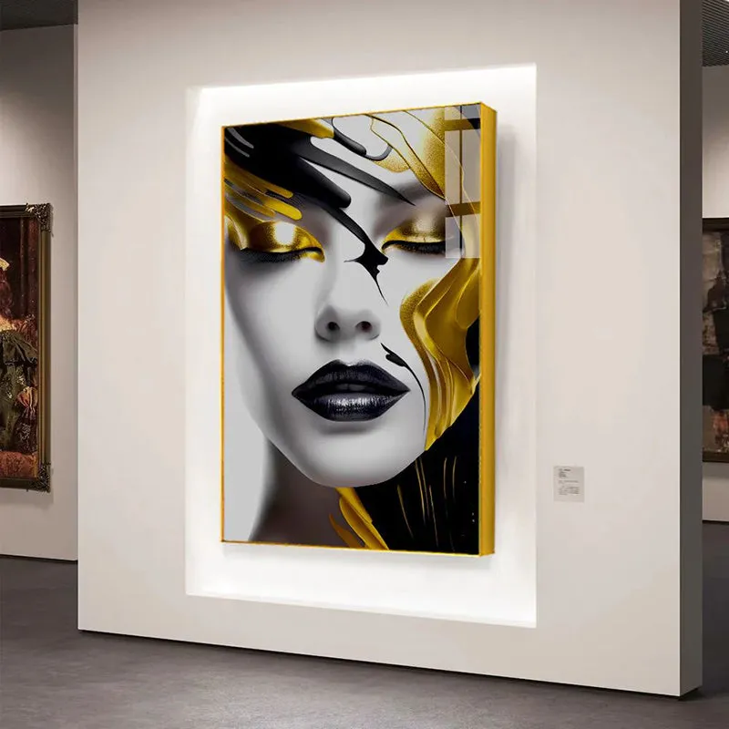 Veiled In Gold Modern Canvas Wall Art With Frame - Gold media 4