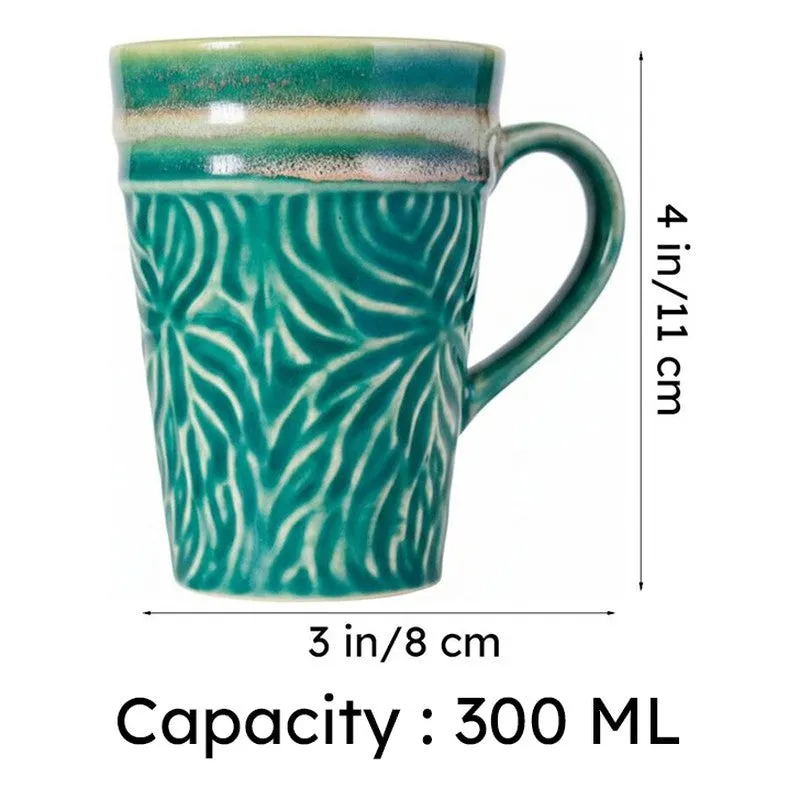 Ceramuse Ceramic Coffee Mug (300 mL Each/Teal Green) - Set of Four media 8