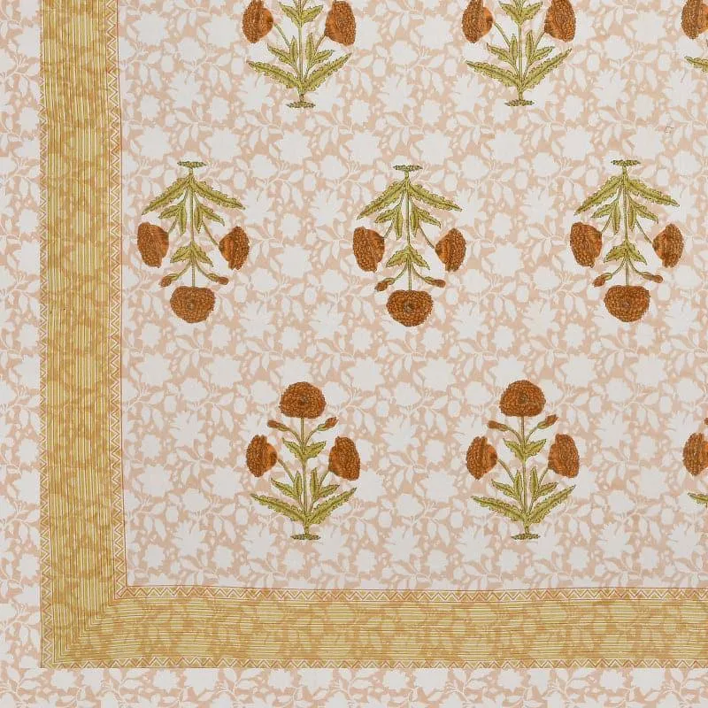 Barkha Ethic Floral Cotton Bedsheet (Yellow,Brown) - 150 TC media 4