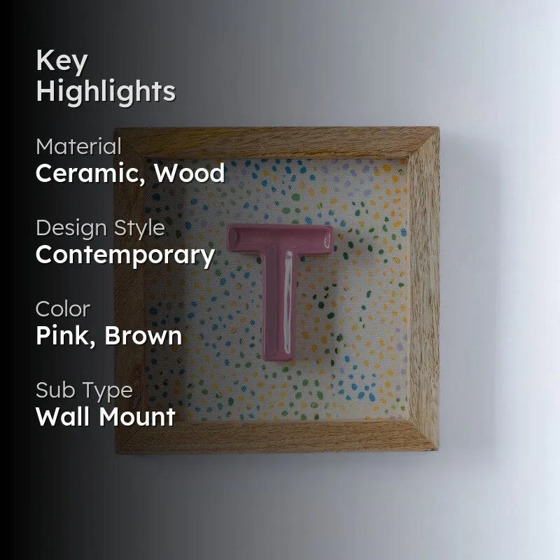(T) Mini Mottled Mono Ceramic & Wooden Wall Accent - Pink media 2
