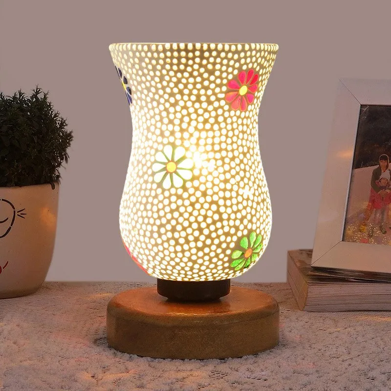 Trevia Mosaic Glass Table Lamp With Wooden Base - Multicolor media 3