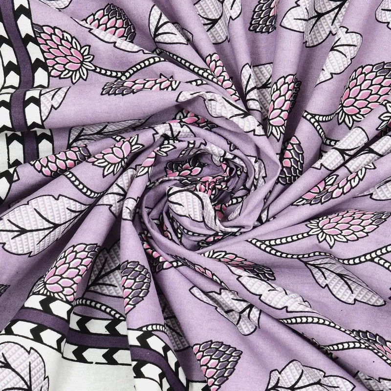 Crafta Cotton Bedsheet (Purple,White) - 240 TC media 5