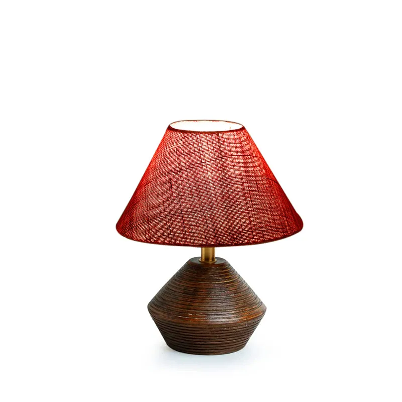 Yami Cone Wooden Table Lamp With Jute Shade - Brown,Pink media 6