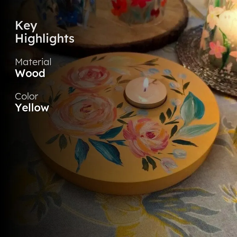 Blush Rose Handpainted Tealight Candle Holder media 2