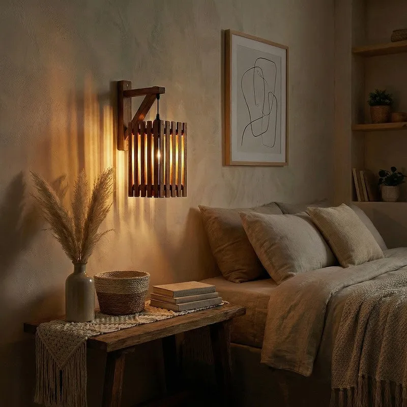 LineCraft Wooden Wall Lamp - Brown media 1