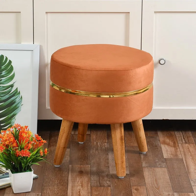 Classic Solid Velvet Ottoman - Orange media 1