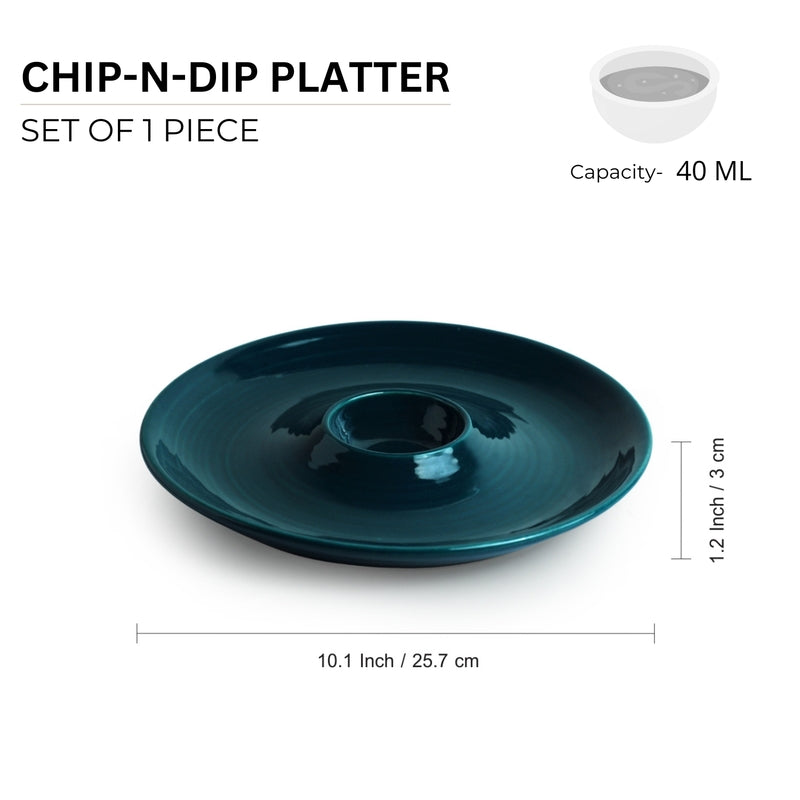 Teal Twinkle Ceramic Chip & Dip Platter media 7