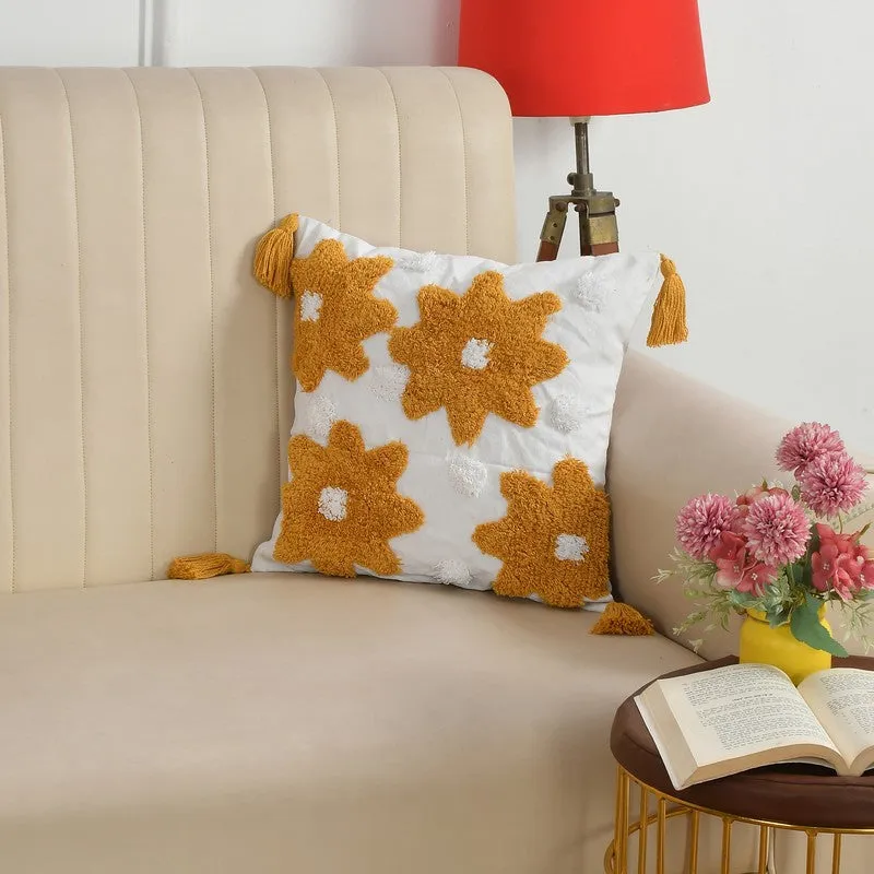 Helianthus Tufted Cotton Cushion Cover - Set Of Two media 3