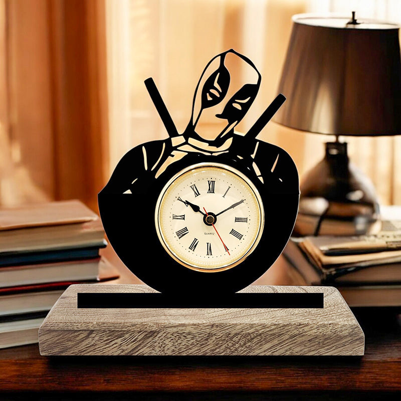 Deadpool Noir Analog Table Clock