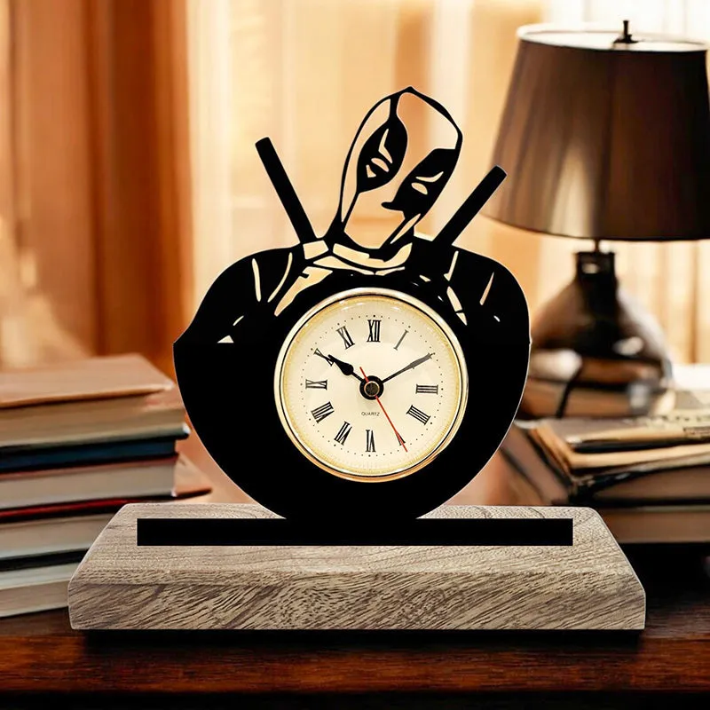 Deadpool Noir Analog Table Clock media 1